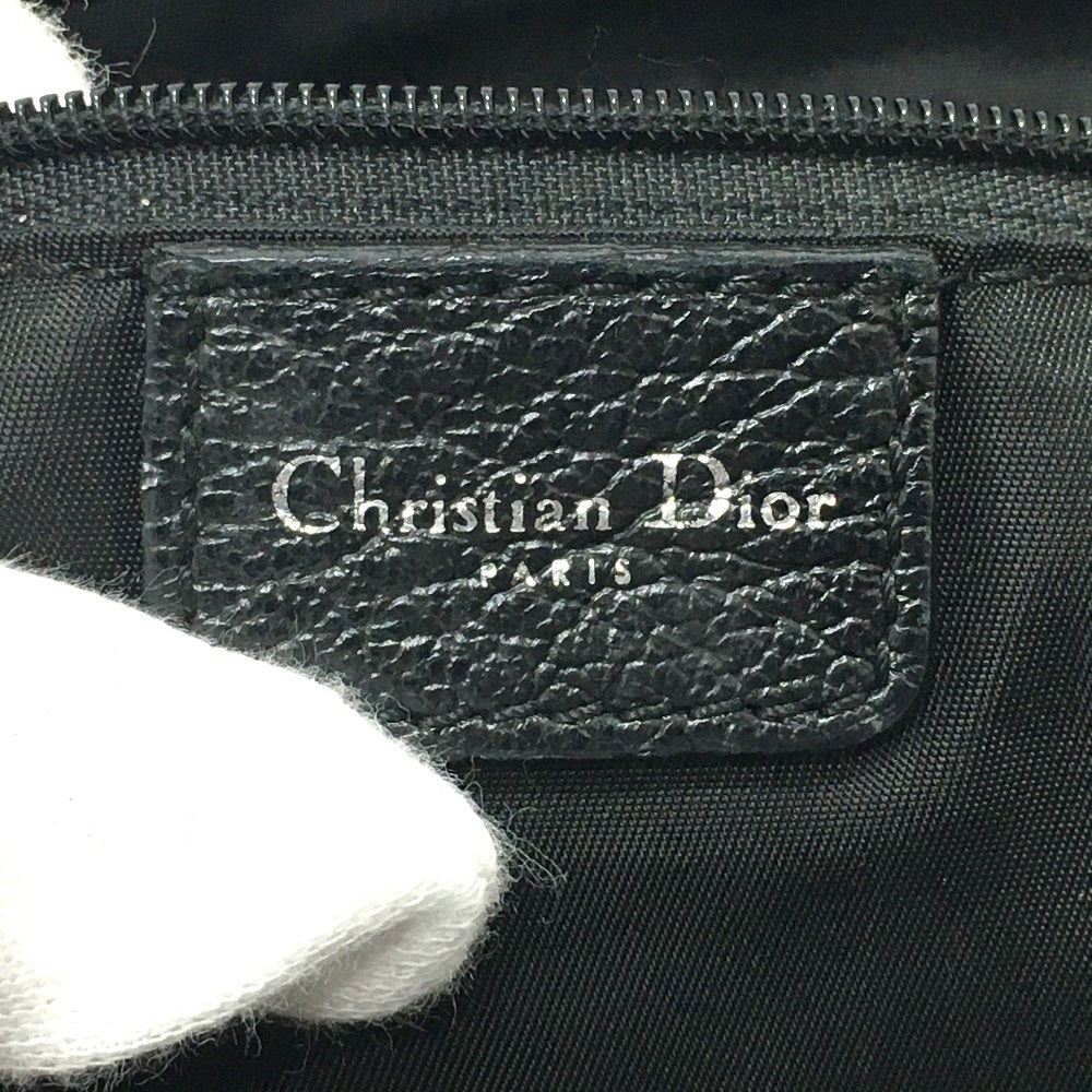 Christian Dior Floral Embroidered Trotter Shoulder Tote Bag in Canvas/Leather, Black