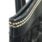 Christian Dior Floral Embroidered Trotter Shoulder Tote Bag in Canvas/Leather, Black