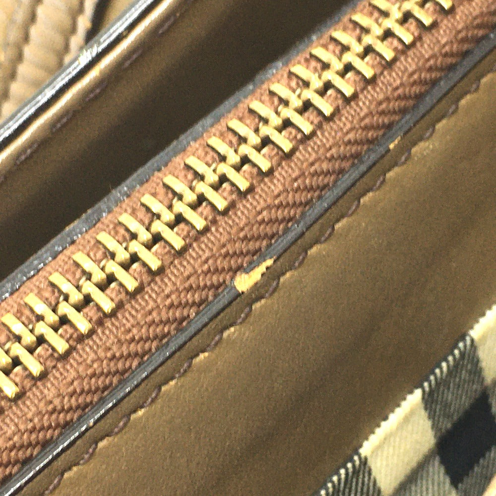 BURBERRY 内側チェック ワンショルダー カバン 肩掛け バッグ ショルダーバッグ レザー レディース ブラウン