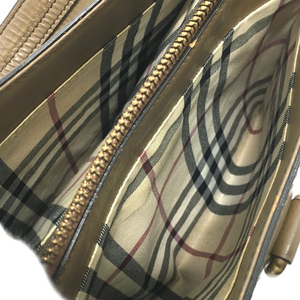 BURBERRY 内側チェック ワンショルダー カバン 肩掛け バッグ ショルダーバッグ レザー レディース ブラウン