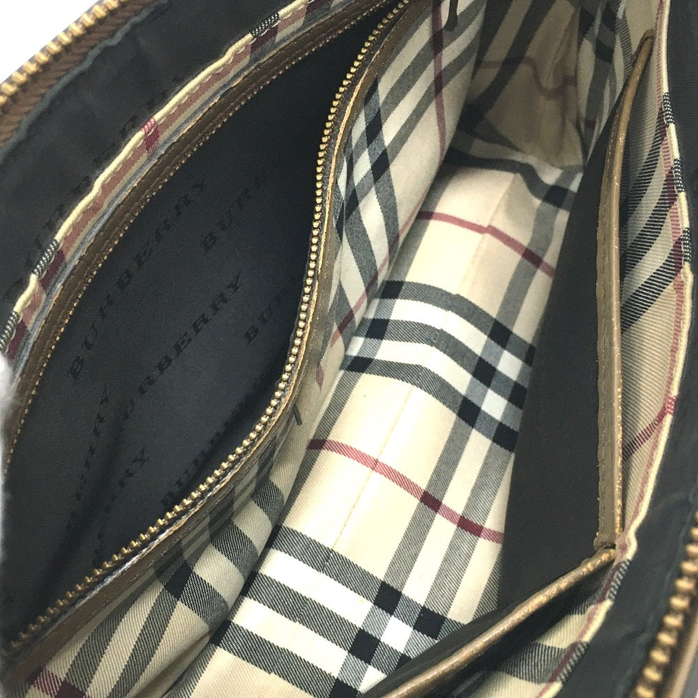 BURBERRY 内側チェック ワンショルダー カバン 肩掛け バッグ ショルダーバッグ レザー レディース ブラウン