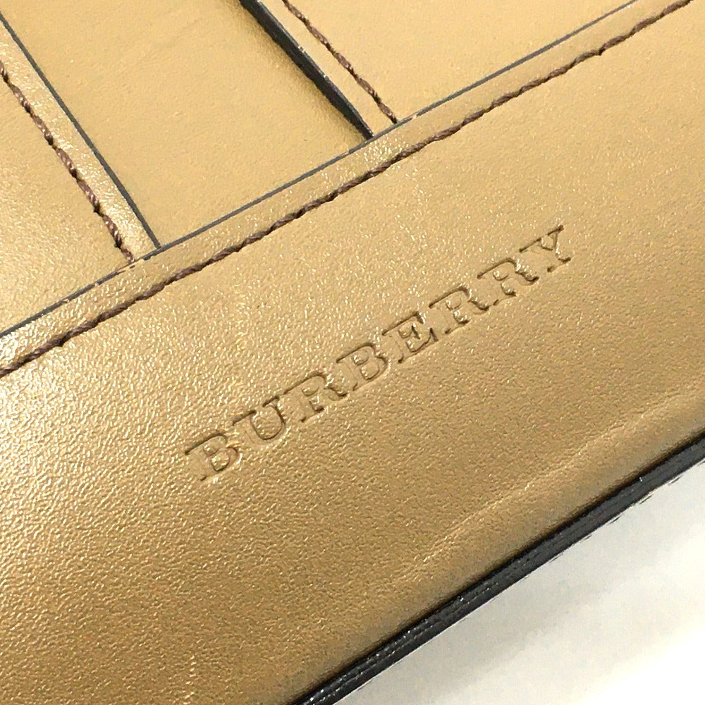 BURBERRY 内側チェック ワンショルダー カバン 肩掛け バッグ ショルダーバッグ レザー レディース ブラウン