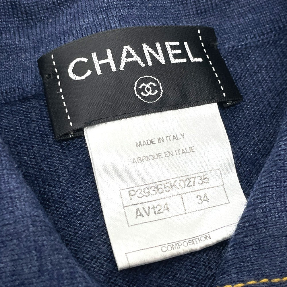CHANEL P39365 ココボタン フロントオープン カーディガン ワンピース ウール レディース ブルー