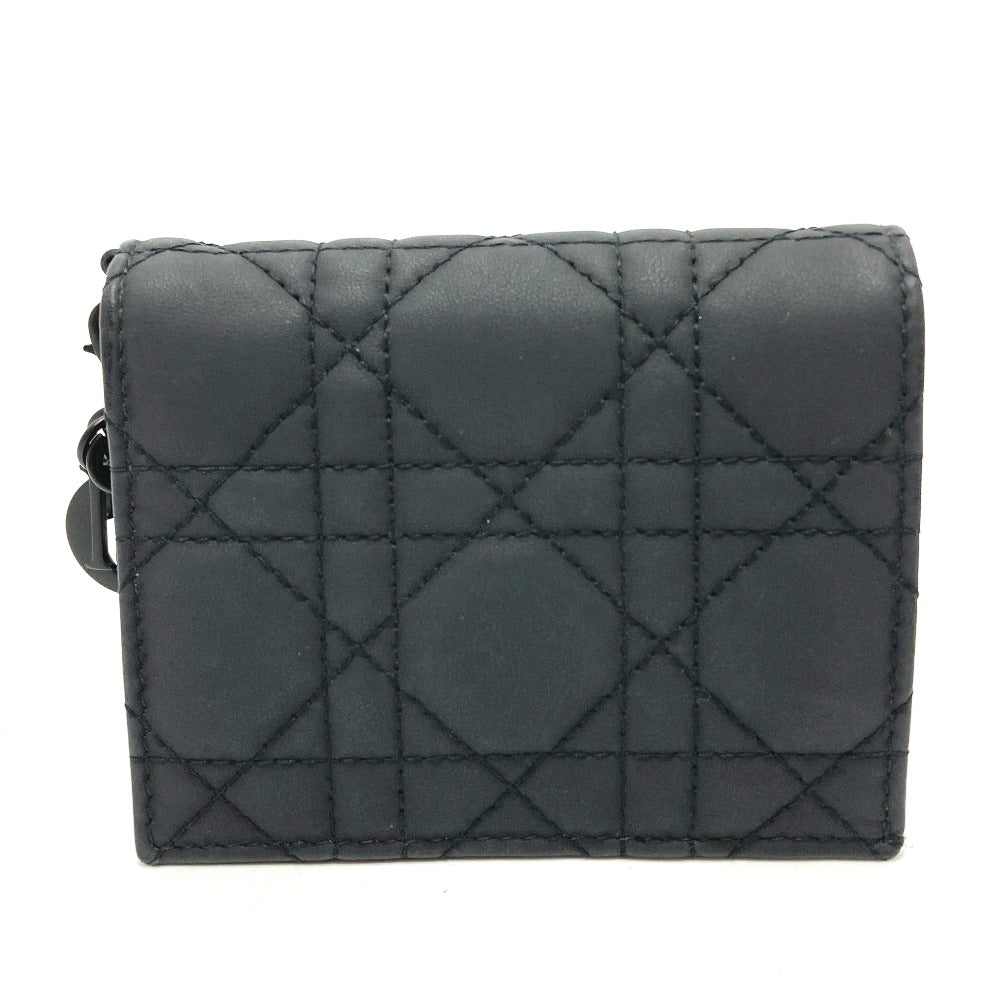 Dior S0178SLOI Lady Dior Mini Wallet, Bifold Leather, Women's, Black