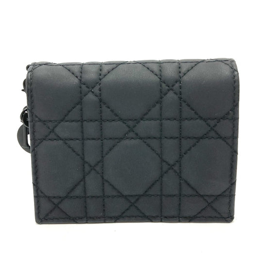 Dior S0178SLOI Lady Dior Mini Wallet, Bifold Leather, Women's, Black