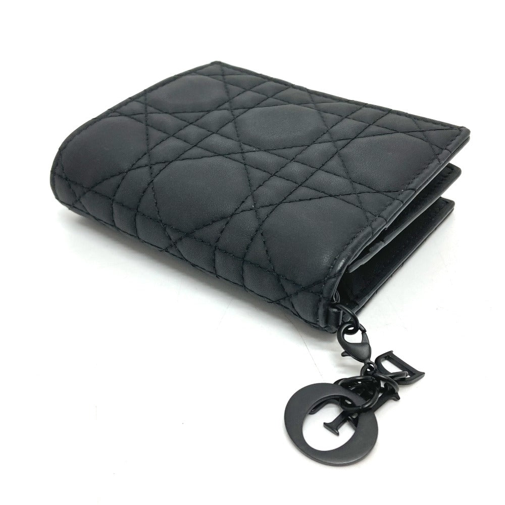 Dior S0178SLOI Lady Dior Mini Wallet, Bifold Leather, Women's, Black