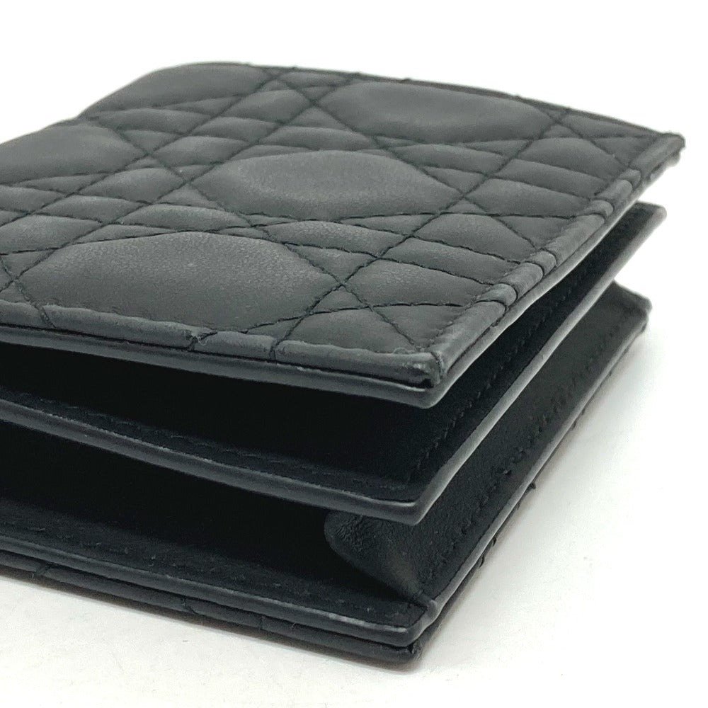 Dior S0178SLOI Lady Dior Mini Wallet, Bifold Leather, Women's, Black