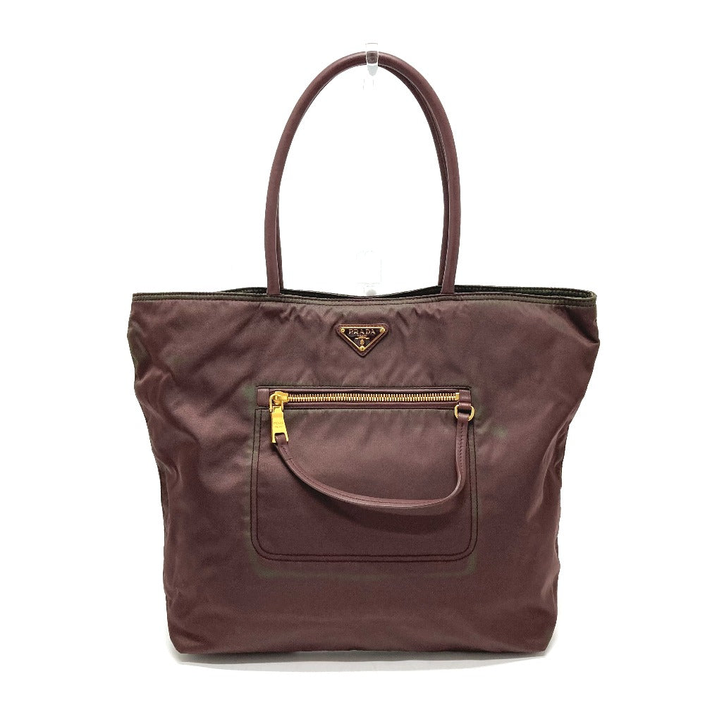 PRADA BR4354 ロゴプレート セミショルダー バッグ カバン 肩掛け ショルダーバッグ トートバッグ レザー/ナイロン レディース パープル