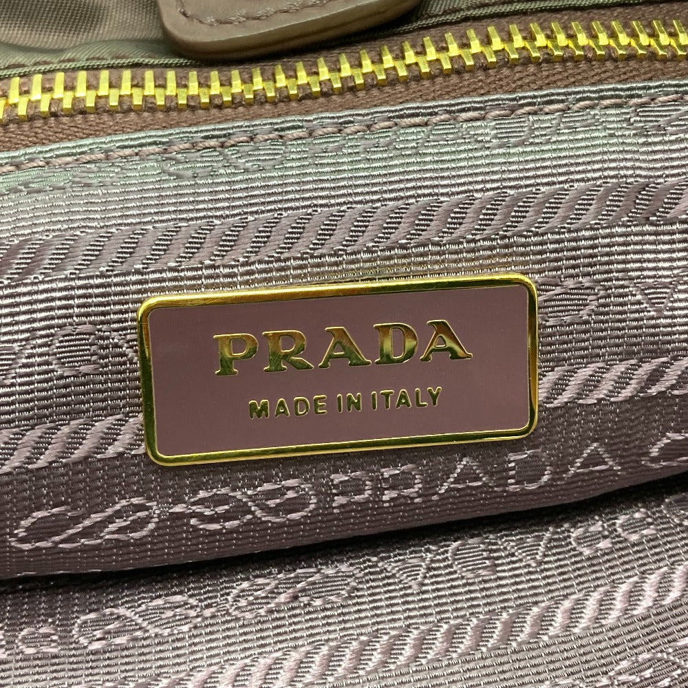 PRADA BR4354 ロゴプレート セミショルダー バッグ カバン 肩掛け ショルダーバッグ トートバッグ レザー/ナイロン レディース パープル