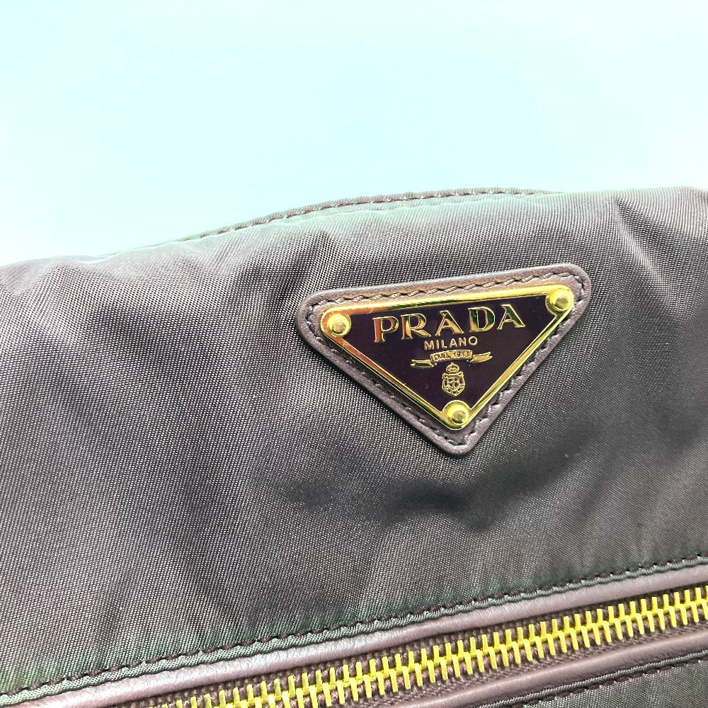 PRADA BR4354 ロゴプレート セミショルダー バッグ カバン 肩掛け ショルダーバッグ トートバッグ レザー/ナイロン レディース パープル