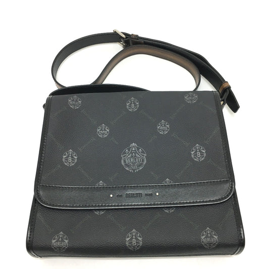 Berluti フラップ フラヌール スモール カバン メッセンジャー ショルダーバッグ PVCキャンバス メンズ ブラック - brandshop-reference