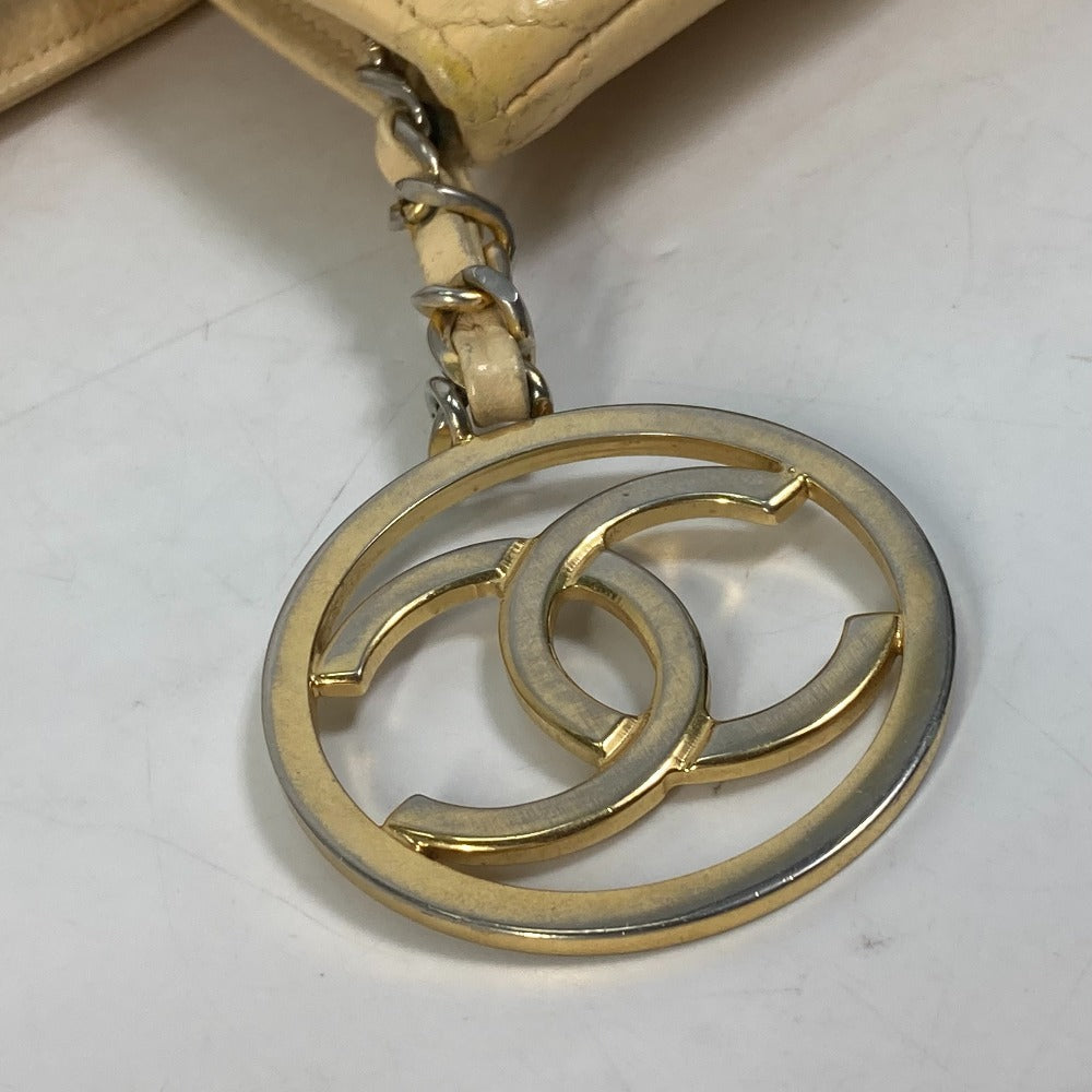 CHANEL CC ココマーク Ｖステッチ シェブロン 肩掛け トートバッグ カバン ショルダーバッグ キャビアスキン レディース イエロー