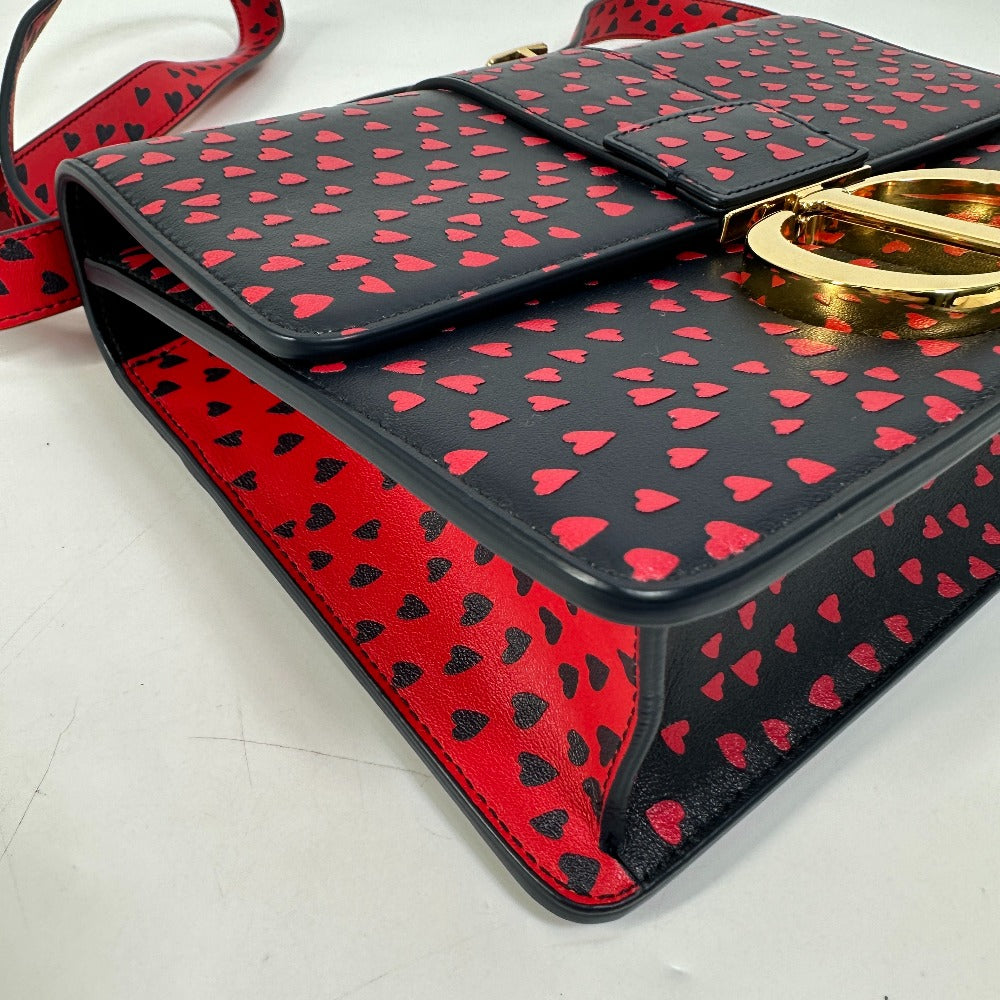 Christian Dior Heart 30 Montaigne Logo Crossbody Shoulder Bag in Black Leather