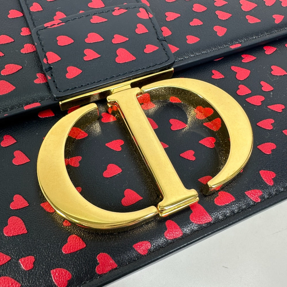 Christian Dior Heart 30 Montaigne Logo Crossbody Shoulder Bag in Black Leather