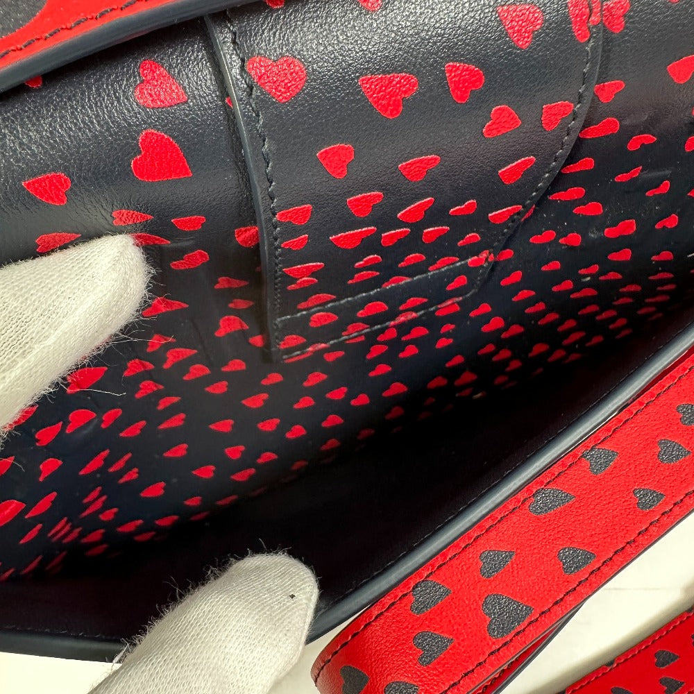 Christian Dior Heart 30 Montaigne Logo Crossbody Shoulder Bag in Black Leather