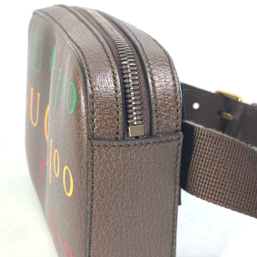 GUCCI 602695 クロス カバン ベルトバッグ 100周年記念 ロゴ ショルダーバッグ ボディバッグ レザー メンズ ブラウン