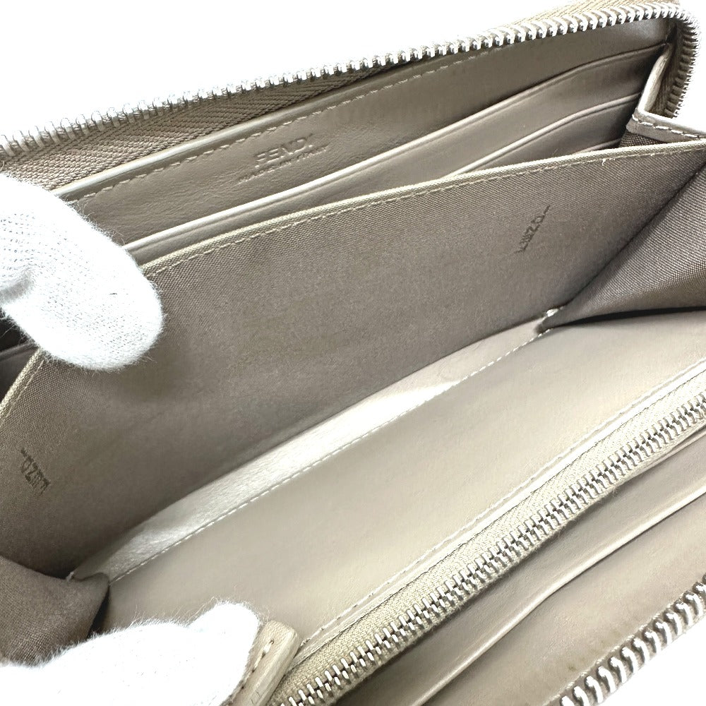 FENDI 8M0299 By the Way Round Zip Long Wallet, Leather, Men's, Beige