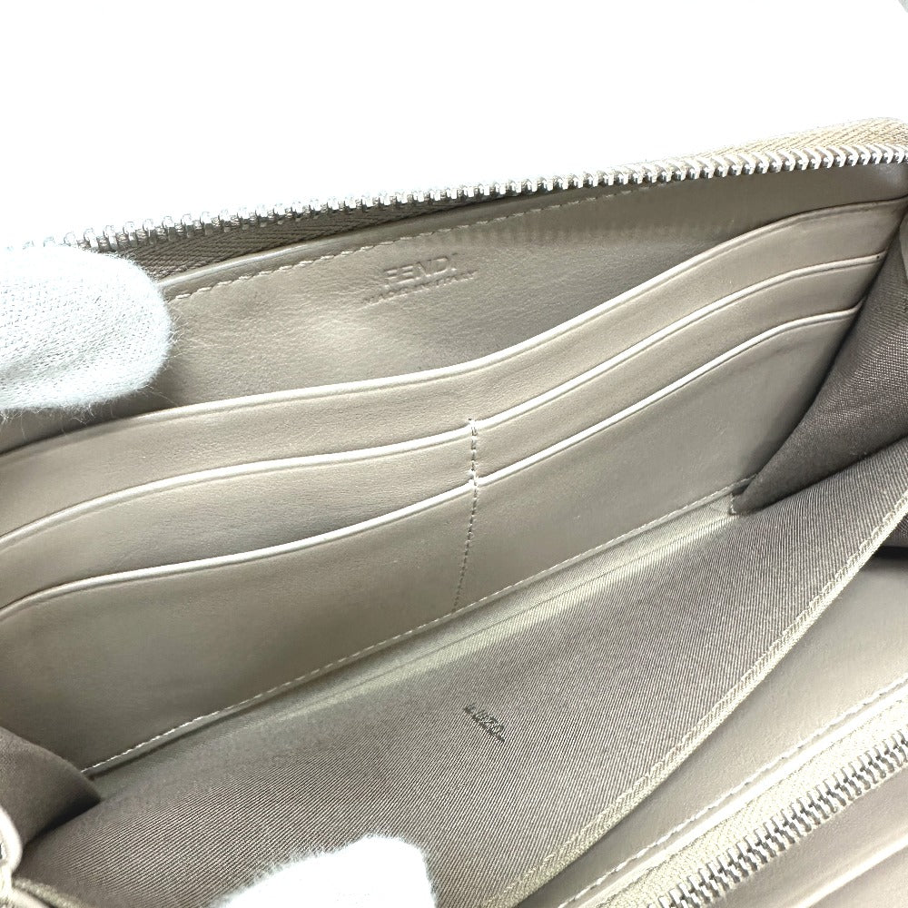 FENDI 8M0299 By the Way Round Zip Long Wallet, Leather, Men's, Beige