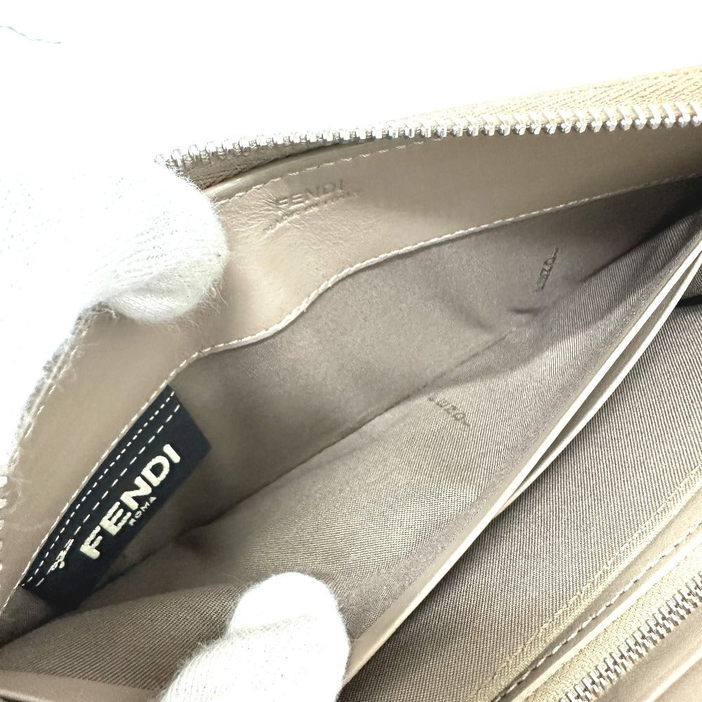 FENDI 8M0299 By the Way Round Zip Long Wallet, Leather, Men's, Beige
