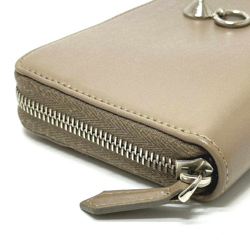 FENDI 8M0299 By the Way Round Zip Long Wallet, Leather, Men's, Beige