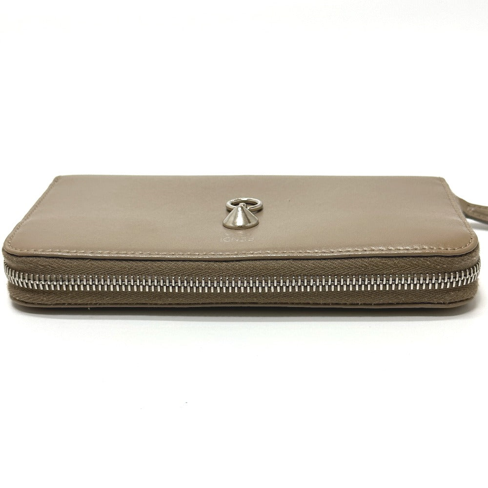 FENDI 8M0299 By the Way Round Zip Long Wallet, Leather, Men's, Beige