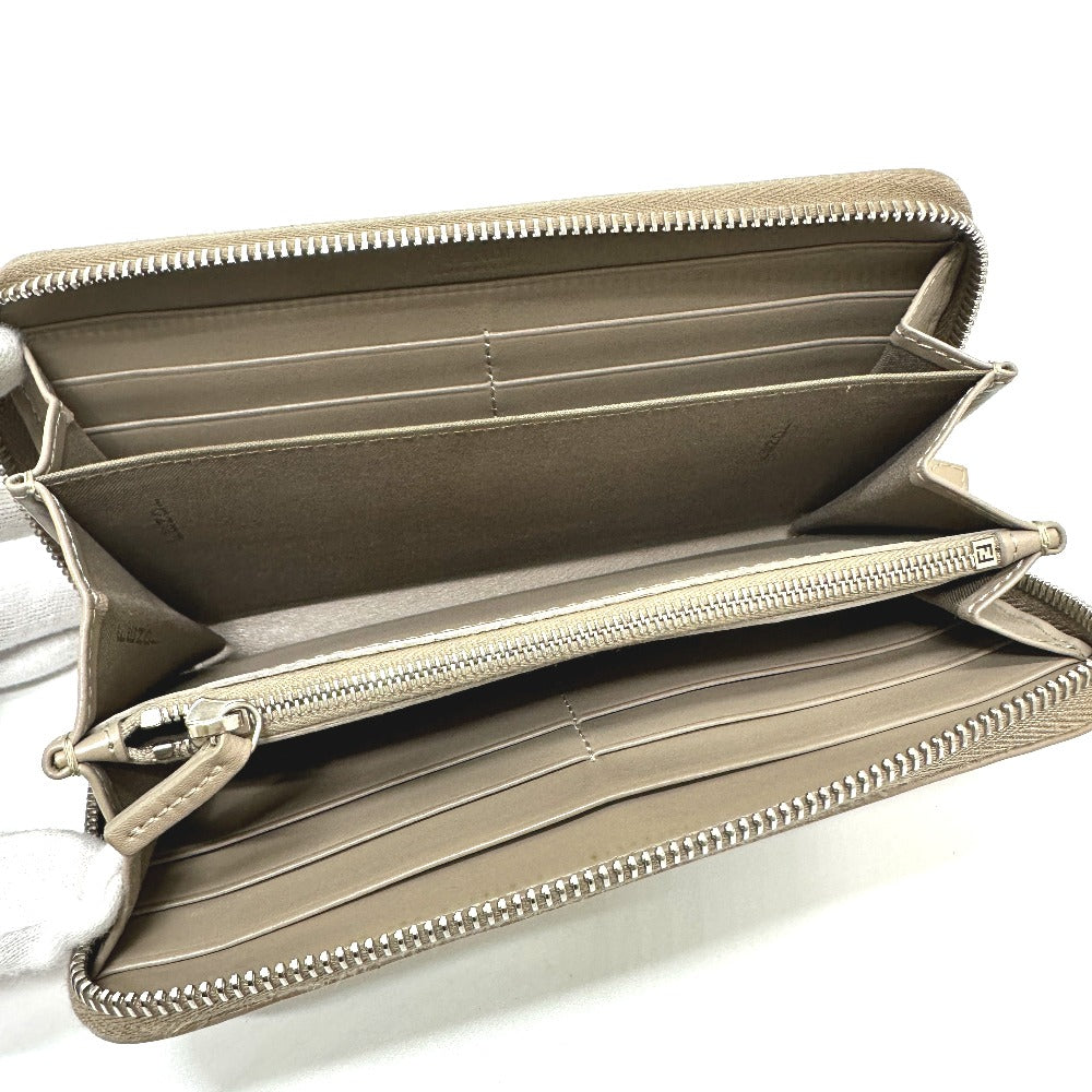 FENDI 8M0299 By the Way Round Zip Long Wallet, Leather, Men's, Beige