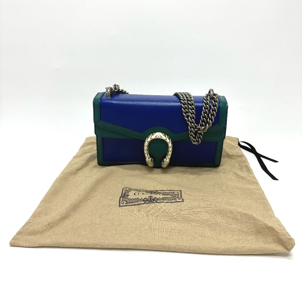 GUCCI 400249 Two-tone Dionysus Chain Shoulder Bag Leather Women's Blue