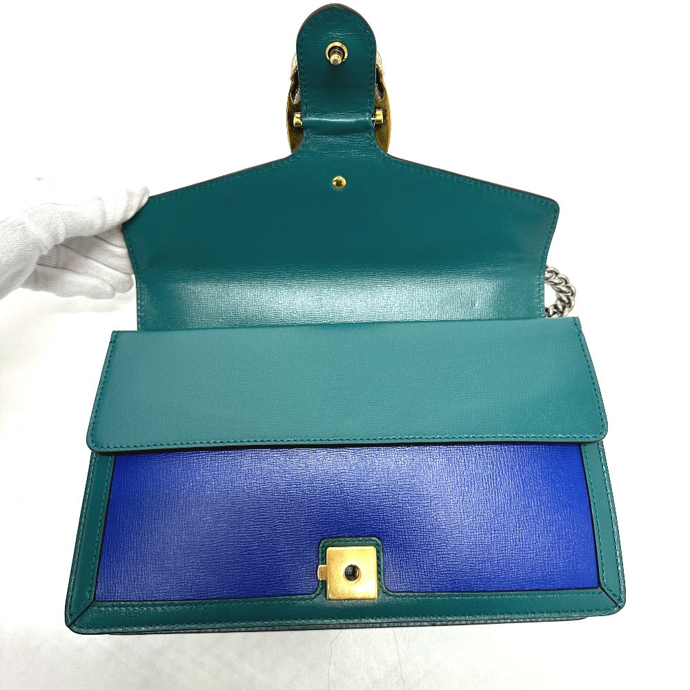 GUCCI 400249 Two-tone Dionysus Chain Shoulder Bag Leather Women's Blue