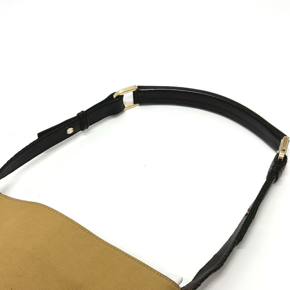 GUCCI 001-4286 Vintage Sherry Line Bucket Shoulder Bag in Beige Leather/Canvas