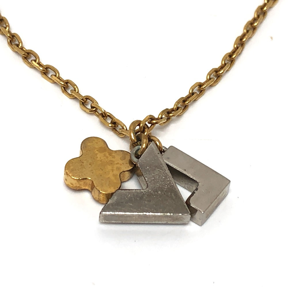 LOUIS VUITTON M67068 Rhinestone Pendant Love Letters Chain Necklace in Gold