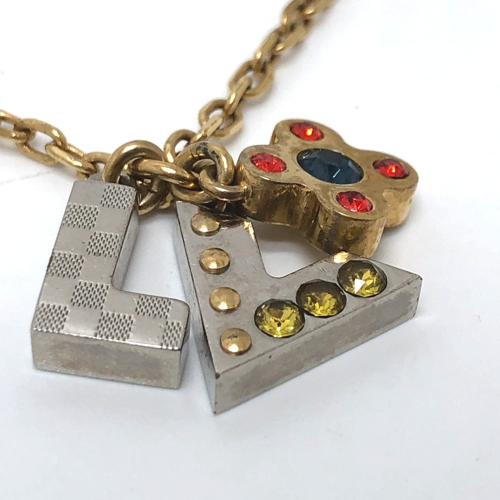 LOUIS VUITTON M67068 Rhinestone Pendant Love Letters Chain Necklace in Gold