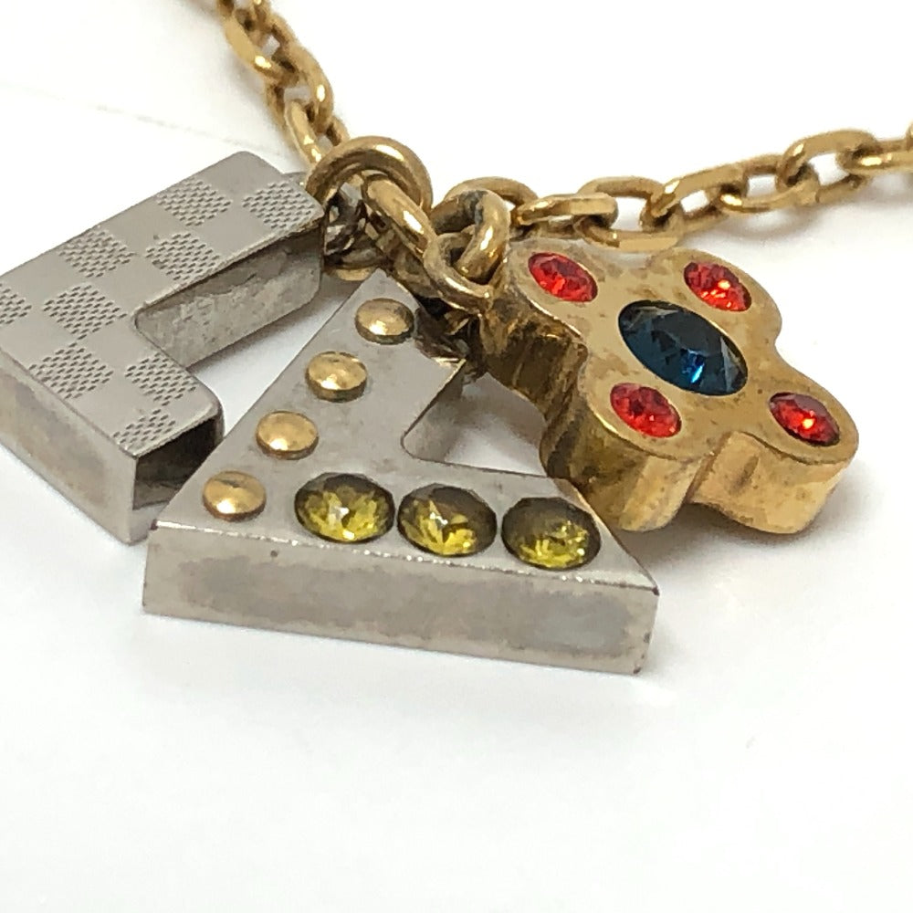 LOUIS VUITTON M67068 Rhinestone Pendant Love Letters Chain Necklace in Gold
