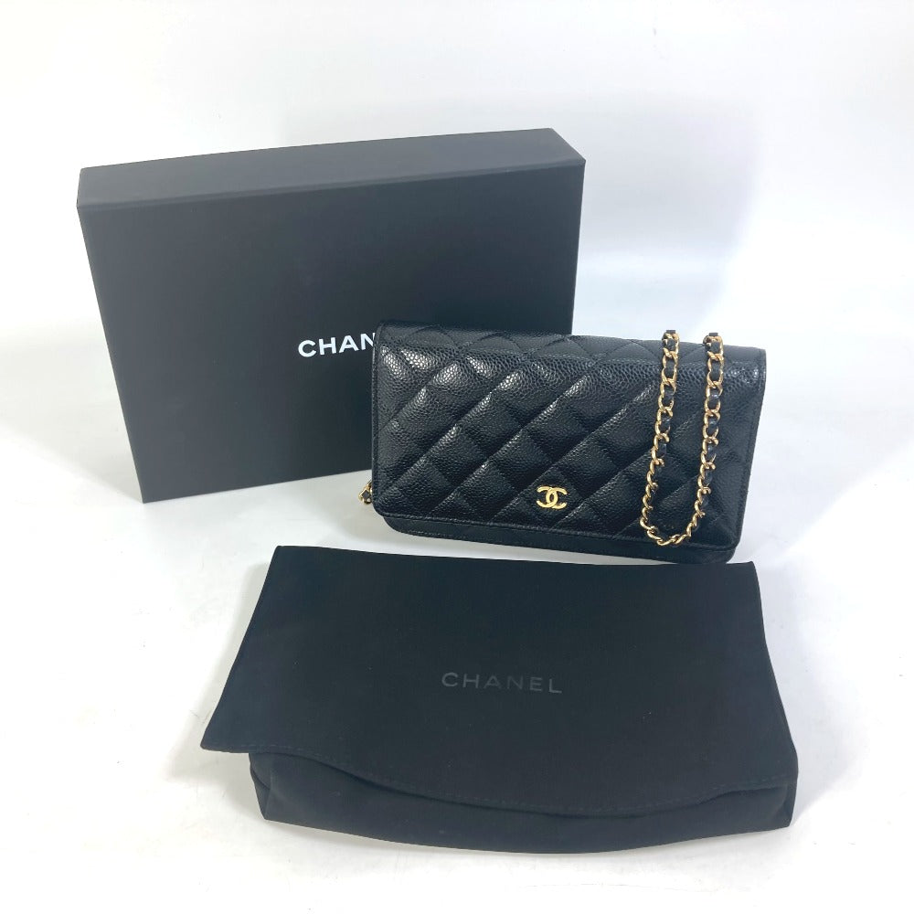 CHANEL AP0250 長財布 CC ココマーク クラシック チェーンウォレット 斜め掛け ショルダーバッグ キャビアスキン レディース