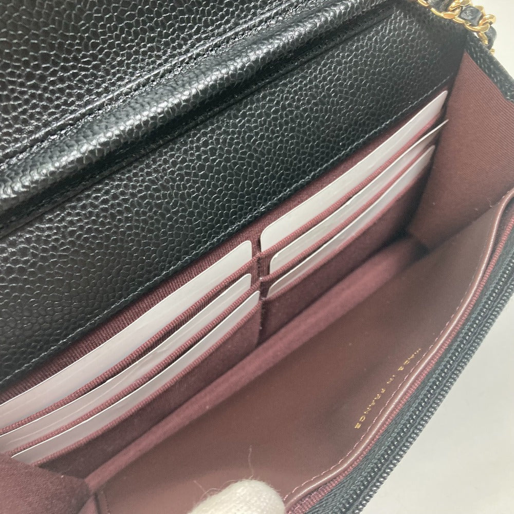 CHANEL AP0250 長財布 CC ココマーク クラシック チェーンウォレット 斜め掛け ショルダーバッグ キャビアスキン レディース