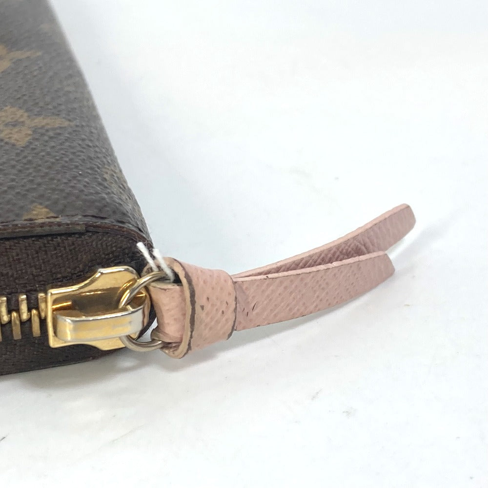 LOUIS VUITTON M61298 Monogram Portefeuille Clemence Round Zip Long Wallet in Monogram Canvas, Women's Rose Ballerine in Pink