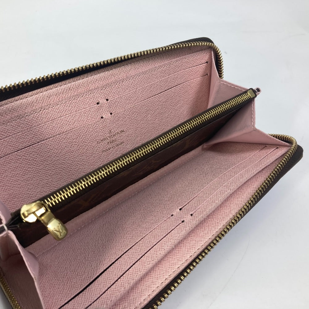 LOUIS VUITTON M61298 Monogram Portefeuille Clemence Round Zip Long Wallet in Monogram Canvas, Women's Rose Ballerine in Pink