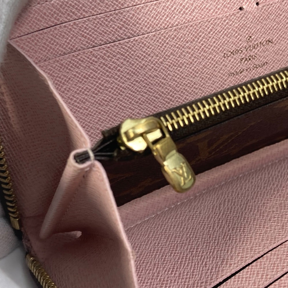 LOUIS VUITTON M61298 Monogram Portefeuille Clemence Round Zip Long Wallet in Monogram Canvas, Women's Rose Ballerine in Pink