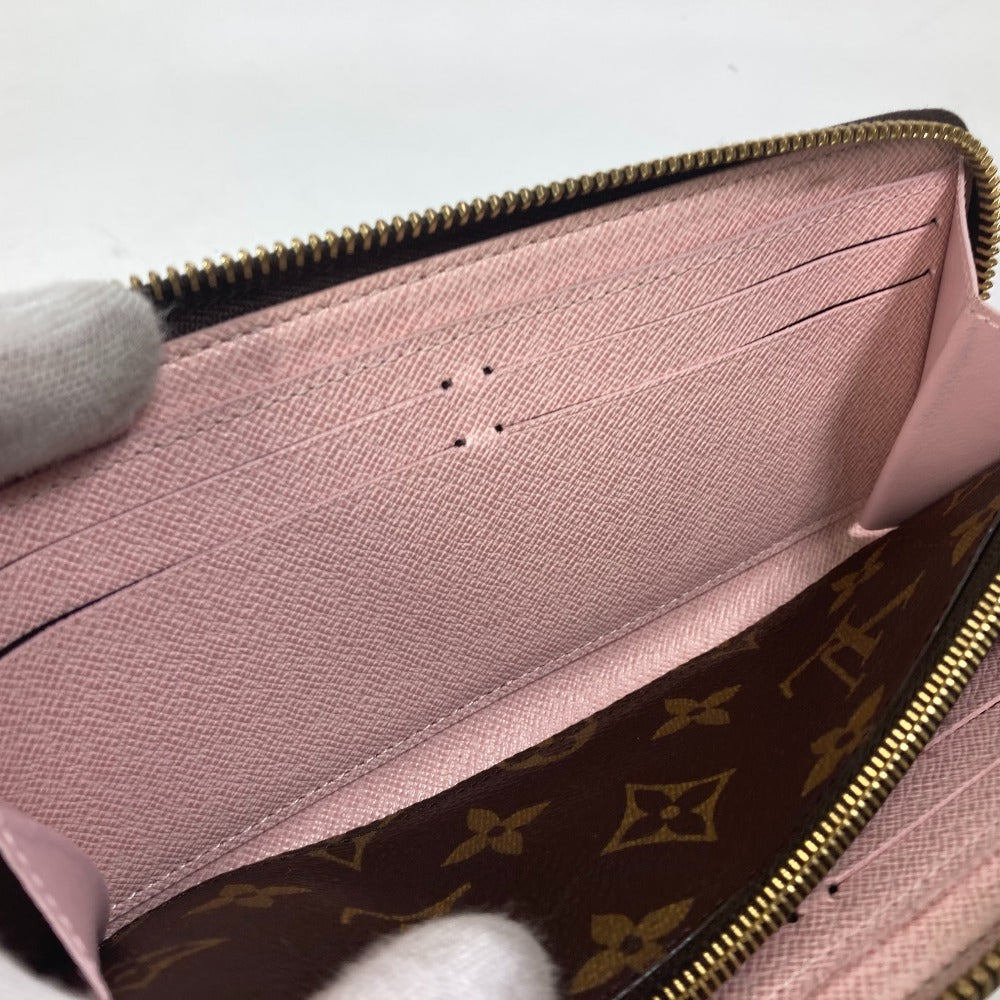 LOUIS VUITTON M61298 Monogram Portefeuille Clemence Round Zip Long Wallet in Monogram Canvas, Women's Rose Ballerine in Pink