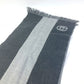 GUCCI Fringe Logo GG Stripe Wool Scarf Women's Gray