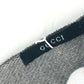 GUCCI Fringe Logo GG Stripe Wool Scarf Women's Gray