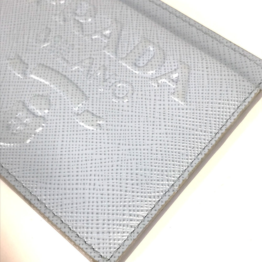 PRADA エンボスロゴ 名刺入れ パスケース カードケース レザー レディース ライトブルー