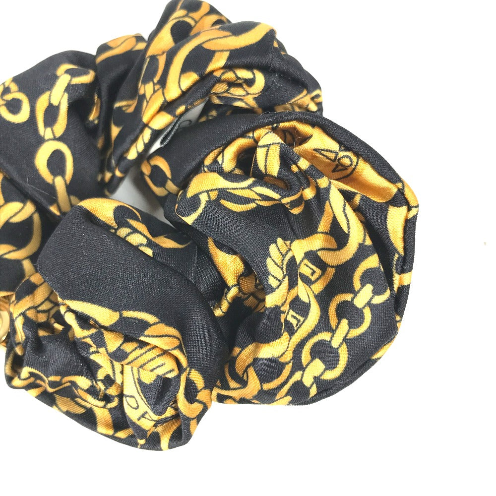 CELINE Triomphe Chain Hair Accessory, Silk Scrunchie, Women's, Black