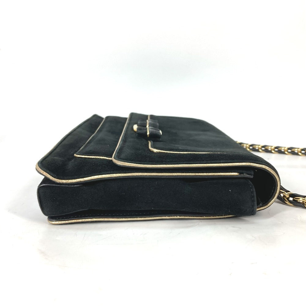 Salvatore Ferragamo Vara Ribbon Shoulder Bag, Black Suede