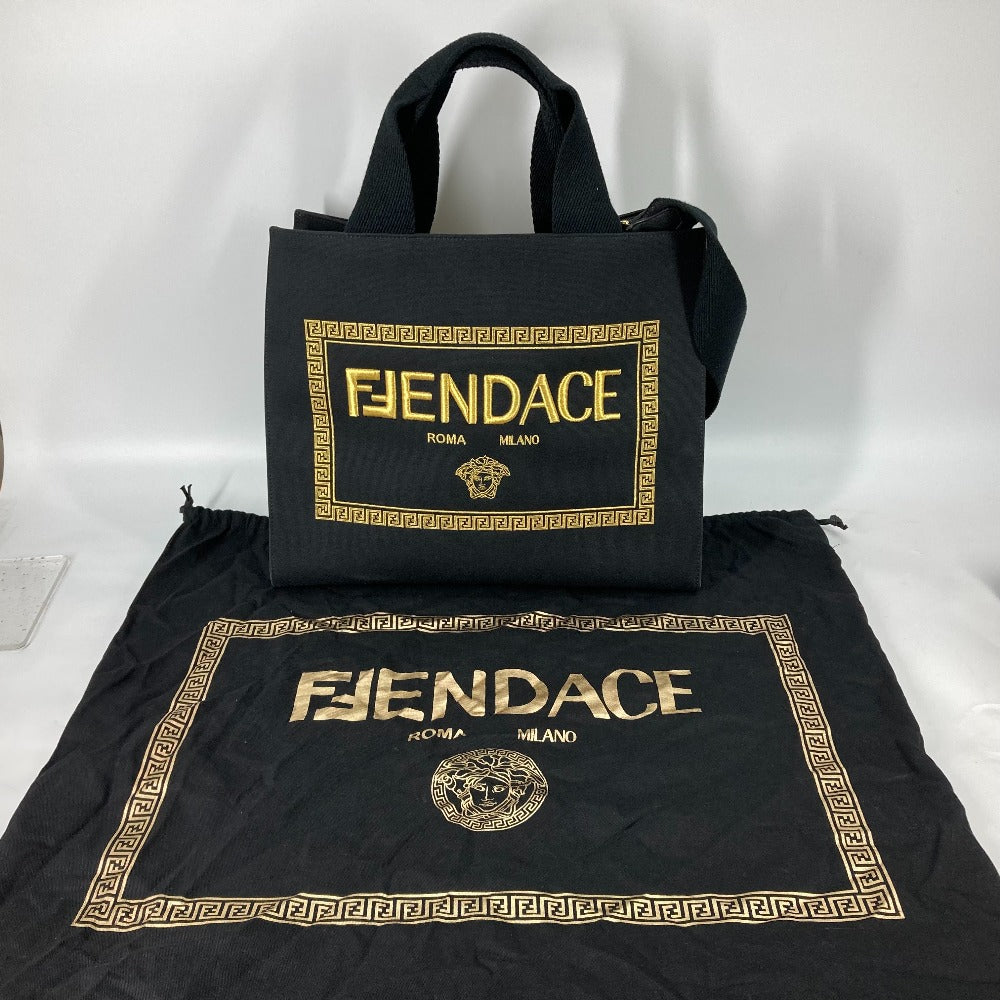 FENDI 8BH395 Versace collaboration FENDACE 2-way tote bag, crossbody bag, shoulder bag, canvas, women's, black