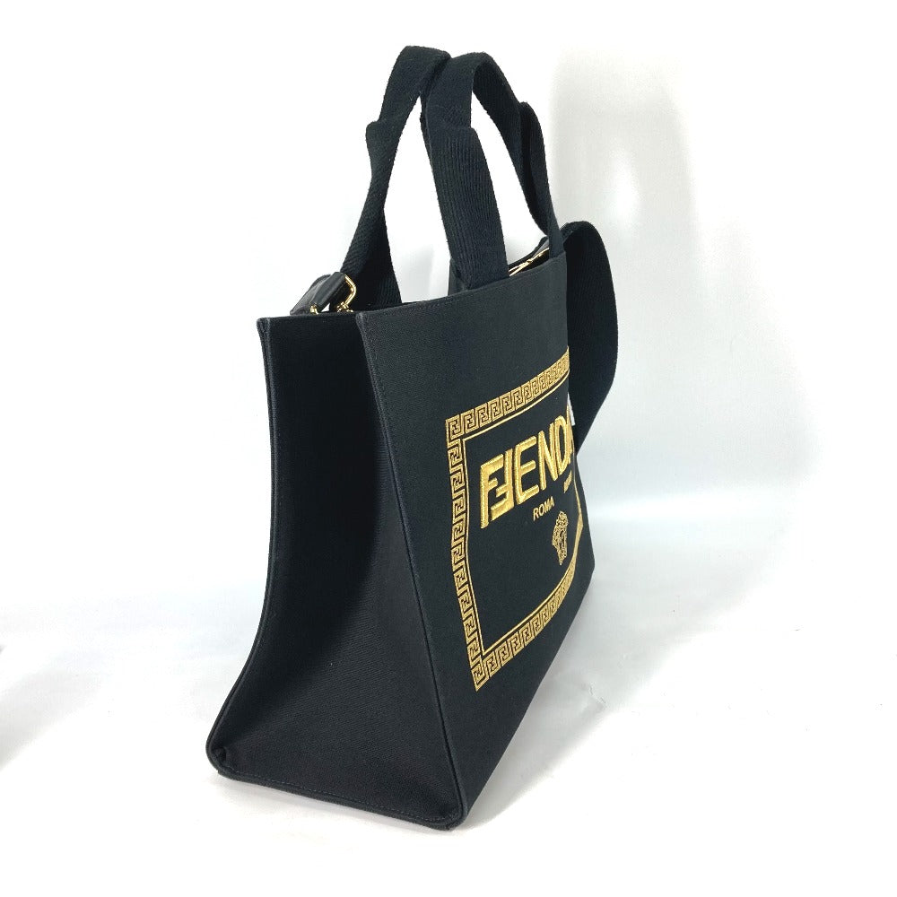 FENDI 8BH395 VERSACE コラボ FENDACE フェンダーチェ 2WAY トートバッグ 斜め掛け ショルダーバッグ キャンバス  レディース | brandshop-reference