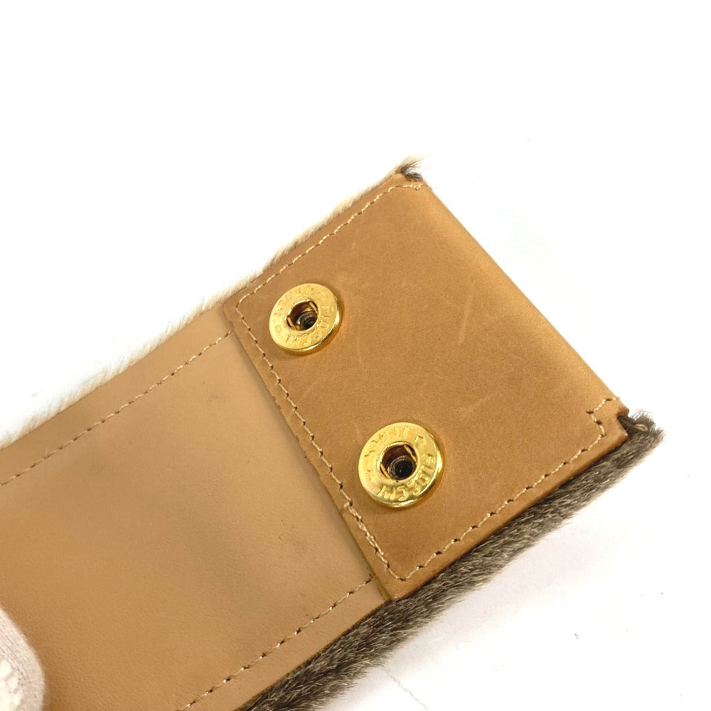 CHANEL 01A CC Coco Mark Pants Belt, Leather, Women's, Beige