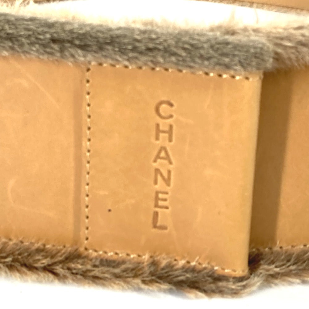 CHANEL 01A CC Coco Mark Pants Belt, Leather, Women's, Beige