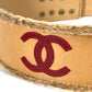 CHANEL 01A CC Coco Mark Pants Belt, Leather, Women's, Beige