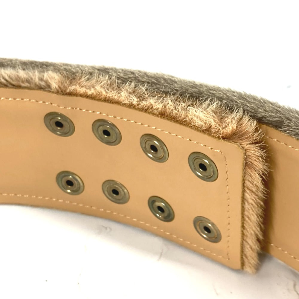 CHANEL 01A CC Coco Mark Pants Belt, Leather, Women's, Beige