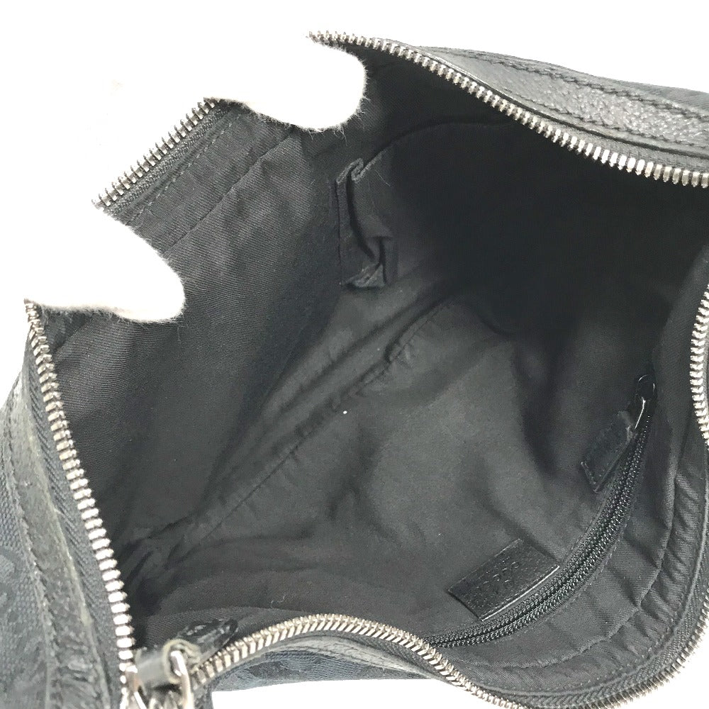 GUCCI 122790 GG Crossbody Shoulder Bag in Leather/Canvas, Black